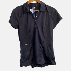 NWT Adidas Climacool Leaner Fit Slim Black Workout Athletic Polo Shirt WOMEN’S M